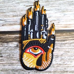 Occult All Seeing Eye Illuminati Hand Gothic Embroidered Iron on Patch